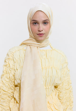 Nori Silky Jacquard Hijab Ivory Beige