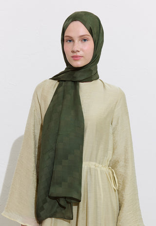 Nori Silky Jacquard Hijab Dark Green