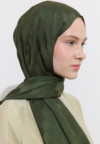Nori Silky Jacquard Hijab Dark Green