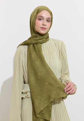 Nori Silky Jacquard Hijab Olive