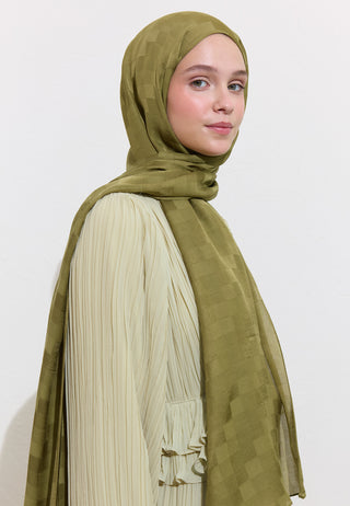 Nori Silky Jacquard Hijab Olive