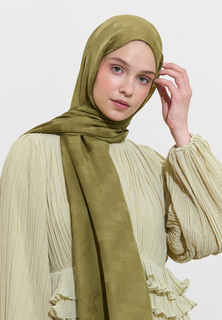 Nori Silky Jacquard Hijab Olive