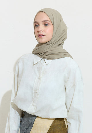 Cotton Linen Hijab Maple Cream