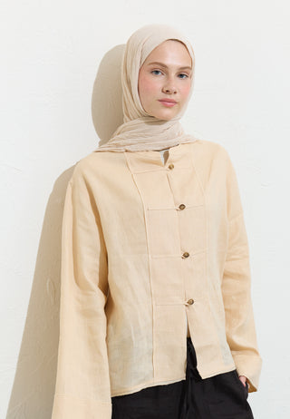 Cotton Linen Hijab Peach Smoothie