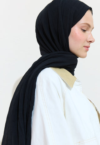 Cotton Linen Hijab Black Truffle
