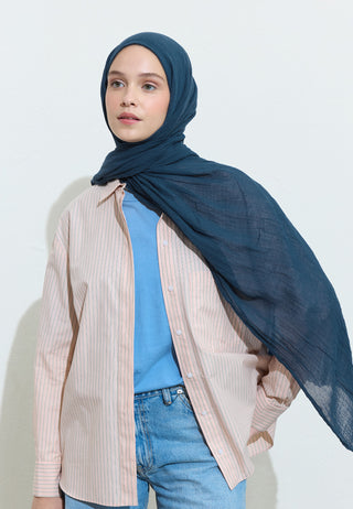 Cotton Linen Hijab Blueberry Soda