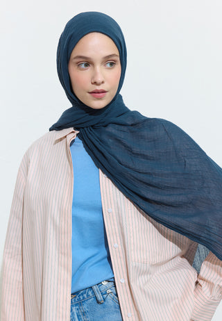 Cotton Linen Hijab Blueberry Soda