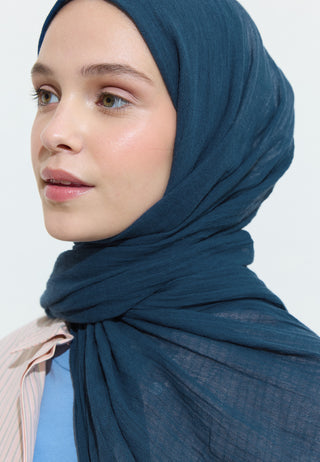 Cotton Linen Hijab Blueberry Soda