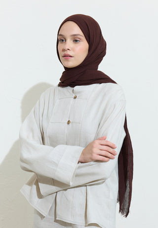 Cotton Linen Hijab Chocolate Souffle