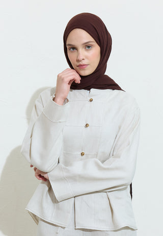 Cotton Linen Hijab Chocolate Souffle