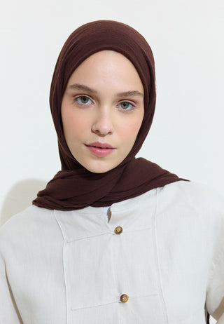 Cotton Linen Hijab Chocolate Souffle