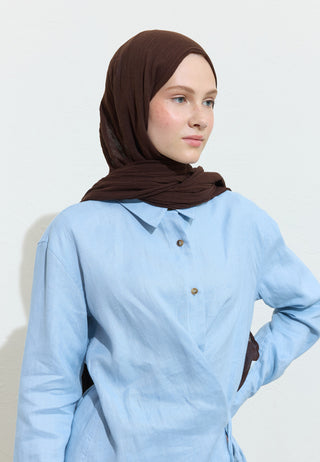 Cotton Linen Hijab Dark Chocolate Mousse