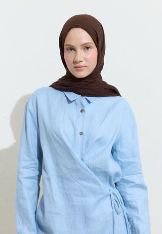 Cotton Linen Hijab Dark Chocolate Mousse