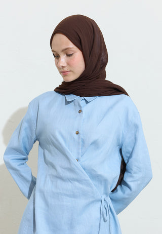 Cotton Linen Hijab Dark Chocolate Mousse