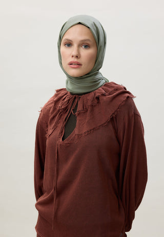 İNCE PAMUK VUAL ŞAL PASTEL YEŞİL