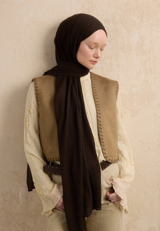 Modal Crinkle Hijab Bitter Brown