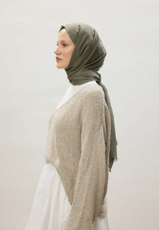Thin Cotton Voile Hijab Military Khaki