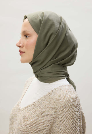 Thin Cotton Voile Hijab Military Khaki