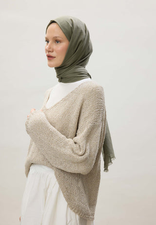 Thin Cotton Voile Hijab Military Khaki