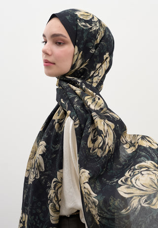 Felicie Pattern Hijab Black