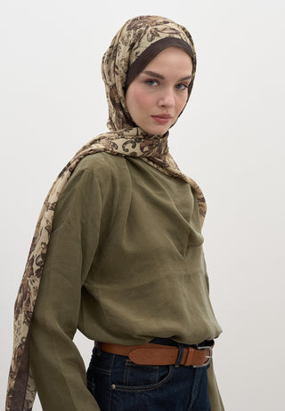 Felicie Pattern Hijab Latte Brown