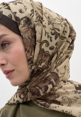 Felicie Pattern Hijab Latte Brown