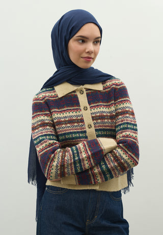 Cashmere Touch Hijab Navy Blue