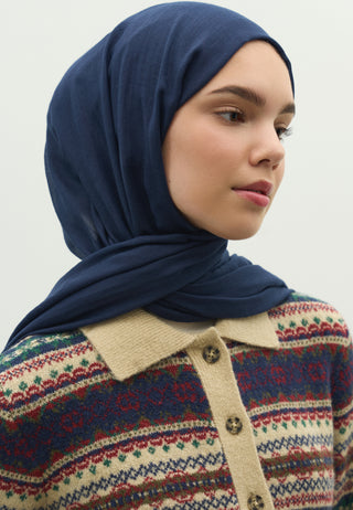 Cashmere Touch Hijab Navy Blue