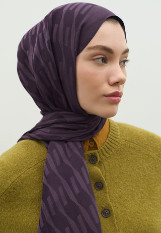 Nara Jacquard Hijab Eggplant Purple