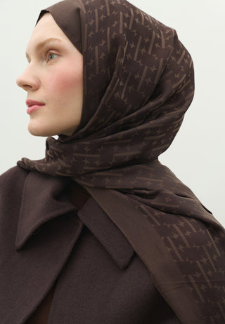 Monogram Jacquard Hijab Deep Brown