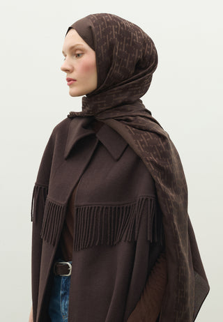 Monogram Jacquard Hijab Deep Brown