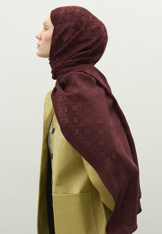 Oslo Jacquard Hijab Burgundy