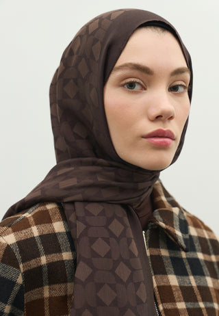Oslo Jacquard Hijab Deep Brown
