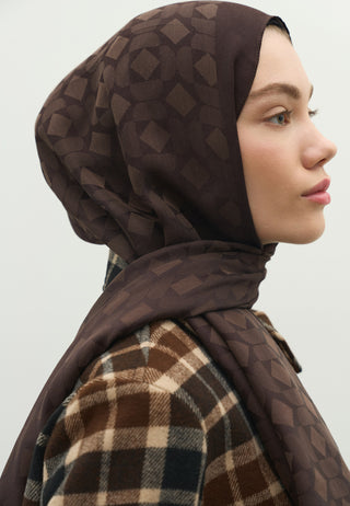 Oslo Jacquard Hijab Deep Brown