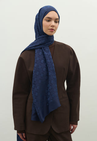 Oslo Jacquard Hijab Midnight Blue
