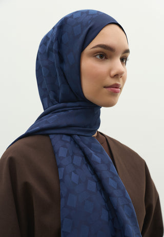 Oslo Jacquard Hijab Midnight Blue