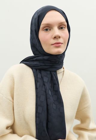 Oslo Jacquard Hijab Deep Navy Blue