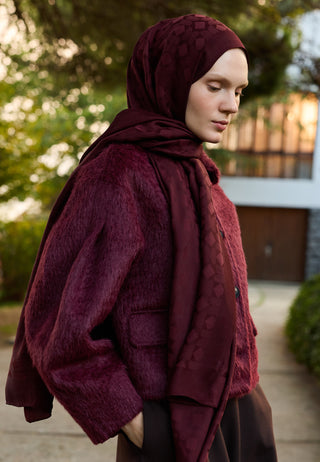 Oslo Jacquard Hijab Burgundy