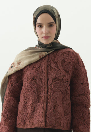 Marielle Pattern Cotton Viscose Hijab Dark Green