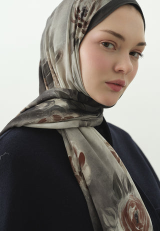 Marielle Pattern Cotton Viscose Hijab Smoke Gray