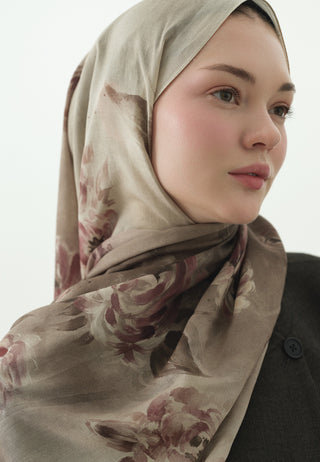 Marielle Pattern Cotton Viscose Hijab Beige