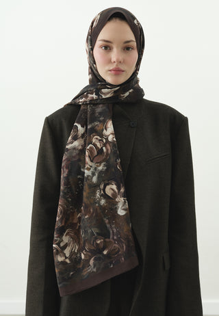 Madeleine Pattern Cotton Viscose Hijab Brown