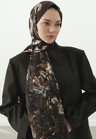 Madeleine Pattern Cotton Viscose Hijab Brown