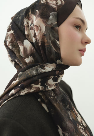 Madeleine Pattern Cotton Viscose Hijab Brown