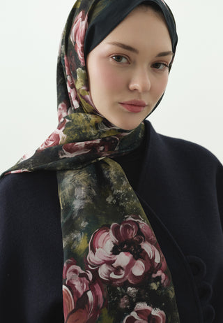 Madeleine Pattern Cotton Viscose Hijab Deep Green