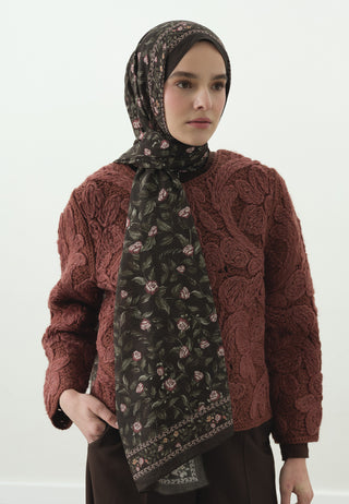 Leana Pattern Cotton Viscose Hijab Brown