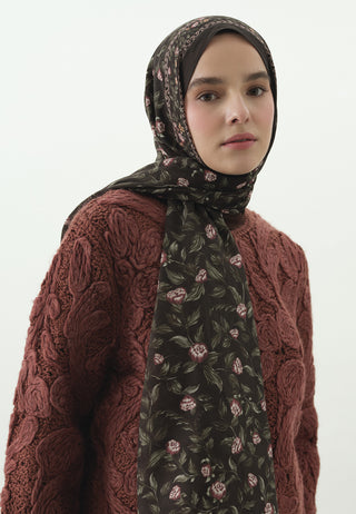 Leana Pattern Cotton Viscose Hijab Brown