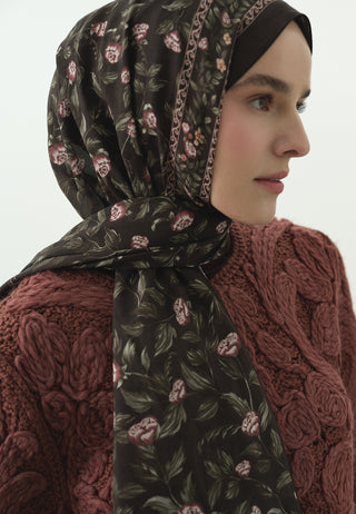 Leana Pattern Cotton Viscose Hijab Brown