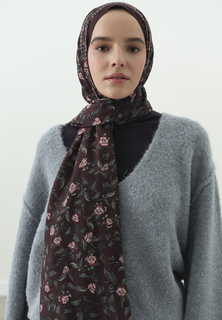 Leana Pattern Cotton Viscose Hijab Damson Purple