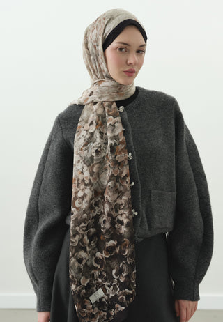 Pearline Pattern Cotton Viscose Hijab Black